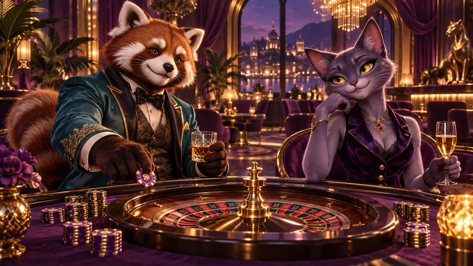Χαρακτήρες του Bizzo Casino σε θεματική σκηνή